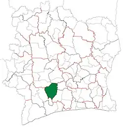 Location in Ivory Coast. Gagnoa Department has had these boundaries since 1980.