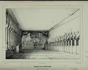 Gallery of the Emperors in the cloister of the Musée des Augustins circa 1842