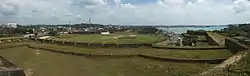 A panoramic view of a cricket stadium