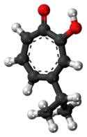 Ball-and-stick model of the hinokitiol molecule