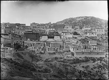 Part of Ganden Monastery, Tibet in 1921. Tsongkhapa's tomb is in the center left.