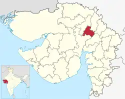 Location of district in Gujarat