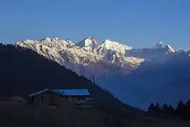 Ganesh Mountain range seen from Mu-Kharka, Rasuwa