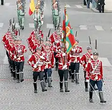 The scarlet uniform of the National Guards Unit of Bulgaria