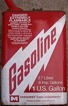 red, one-gallon gasoline can