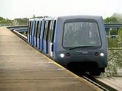 One of the latest trains on the guideway in 2011