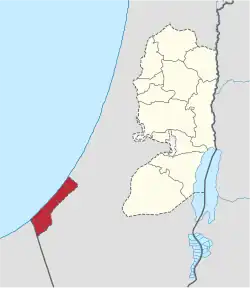 Location of the Gaza Strip within the territory of the State of Palestine