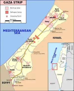 Location of the Gaza Strip