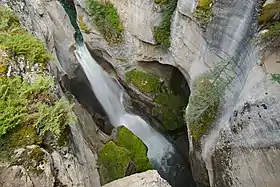 Looking down into Maligne Canyon