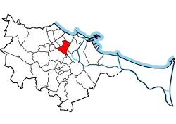 Location of Wrzeszcz Dolny within Gdańsk