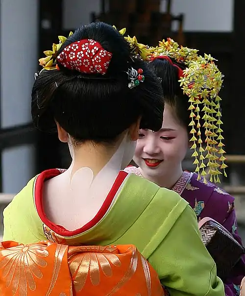 Image 168Two Geisha conversing near the Golden Temple in Kyoto, Japan (photo by Daniel Bachler) (from Portal:Theatre/Additional featured pictures)