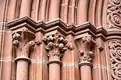 Gothic capitals at a portal of Marienkirche Gelnhausen (Gelnhausen, Germany)