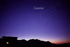 Castor is one of the two brightest stars in the constellation of Gemini (top left star).