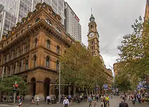 Sydney General Post Office, with an ornate mansard roof and clock tower (1891)