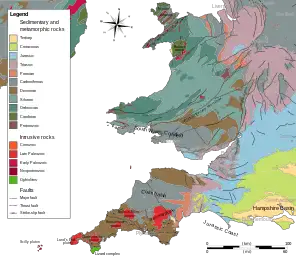 Image 70Geological map of Wales & Southwest England (from Devon)