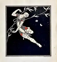 Ballets Russes influences - Drawing of the dancer Vaslav Nijinsky, by Paris fashion artist Georges Barbier, 1913