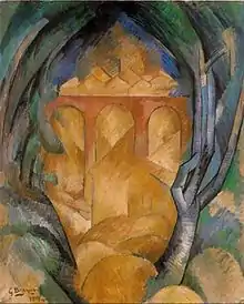 Georges Braque, 1908, Le Viaduc de L'Estaque (Viaduct at L'Estaque), oil on canvas, 73 x 60 cm, Tel Aviv Museum of Art