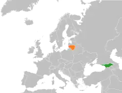 Map indicating locations of Georgia and Lithuania