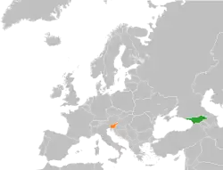 Map indicating locations of Georgia and Slovenia