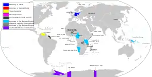 Map of former German colonies throughout history