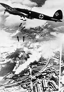 German Heinkel He 111 planes bombing Warsaw, September 1939