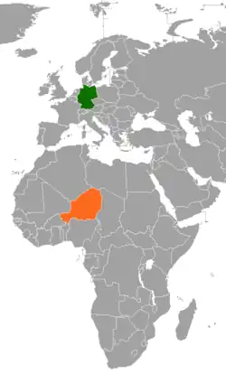 Map indicating locations of Germany and Niger