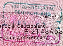 Reunified Germany passport stamp from same border crossing