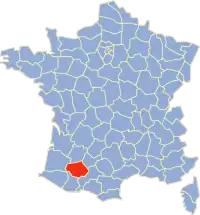 Locator map of France for archdiocese of Auch