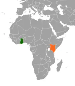 Map indicating locations of  Ghana  and Kenya