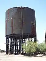 The Gila Bend Steam Locomotive Water Stop was built in 1900 and is located near Murphy Street.