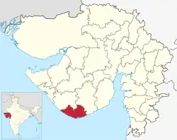 Location of district in Gujarat