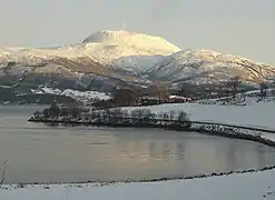 Gjemnes village, looking towards Reinsfjellet