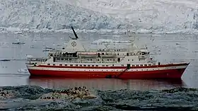 Image 72MS Explorer in Antarctica in January 1999. She sank on 23 November 2007 after hitting an iceberg. (from Southern Ocean)