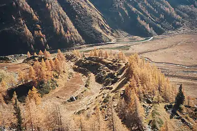 Old moraines at the foot of Glacier du Miage on the Italian side