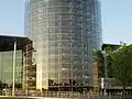 Car tower at the Volkswagen Transparent Factory in Dresden