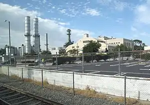 View of Glenarm Power Plant, Pasadena, California, from the A Line train.