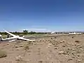 Grob G103 Twin Astir glider preparing to launch in tow by the Air Tractor tow plane at El Tiro in 2020