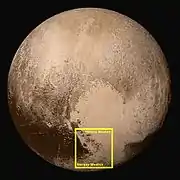 Pluto – Hillary Montes and Tenzing Montes(context; 14 July 2015).