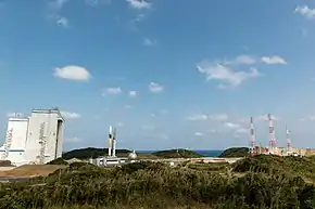 Full view of the Yoshinobu Launch Complex during roll out of the H-IIA rocket in February 2014