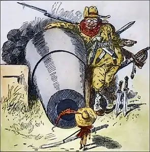 Image 121903 political cartoon: President Roosevelt intimidating Colombia to acquire the Panama Canal Zone. (from History of Latin America)