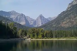 Porcupine Ridge (left) seen from Goat Haunt Ranger Station