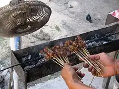 Sate kambing (lamb satay) almost done