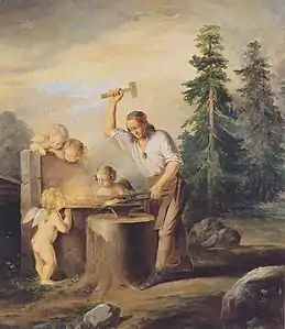 Ilmarinen Forges the Sampo, Berndt Godenhjelm, 19th century