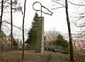 Bulb symbol on the Göbel Bastei above Springe with memorial plaque for Heinrich Göbel