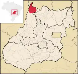 Location of São Miguel do Araguaia in Goiás