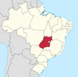 Location of State of Goiás in Brazil