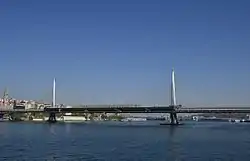 The Golden Horn Metro Bridge seen from the west.