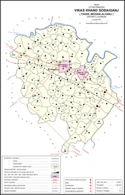 Map of Gosainganj CD block