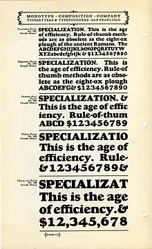 Goudy Heavy, a metal-type competitor commissioned by Monotype from Cooper's former lettering teacher, Frederic Goudy.