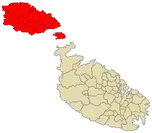 The Diocese of Gozo marked in red.